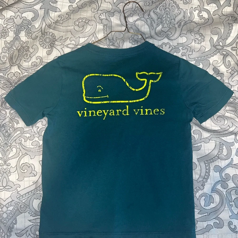 Vineyard Vines Teal Short Sleeve Pocket Tee with Lime Logo